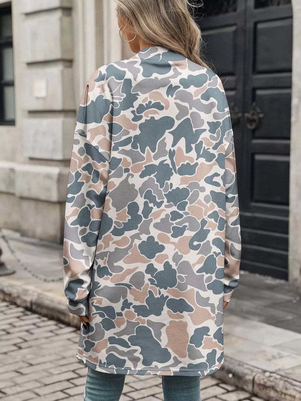 Printed Open Front Cardigan - Lilixa.store