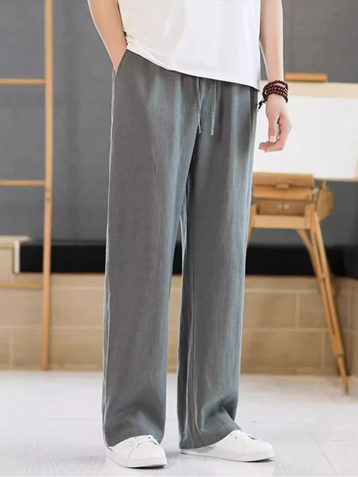 Men's Plus Size Casual Drawstring Pants in Dark Gray