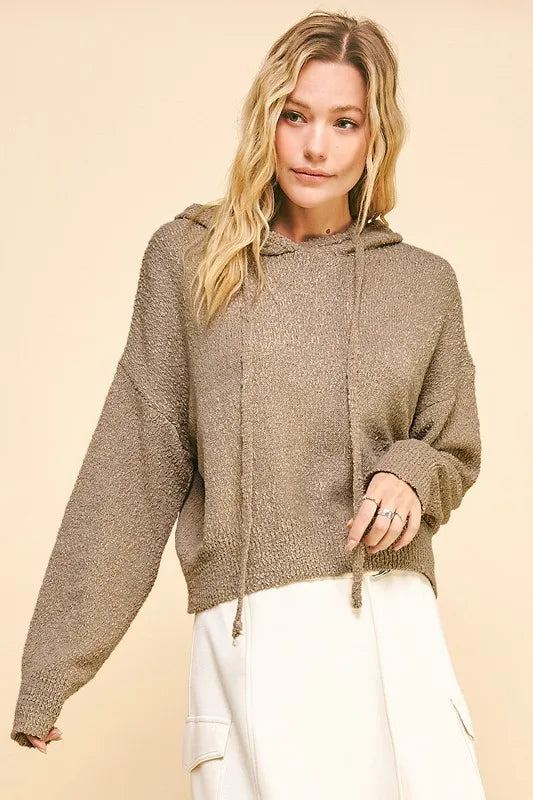 Davi & Dani Drop Shoulder Long Sleeve Hooded Sweater - Lilixa.store