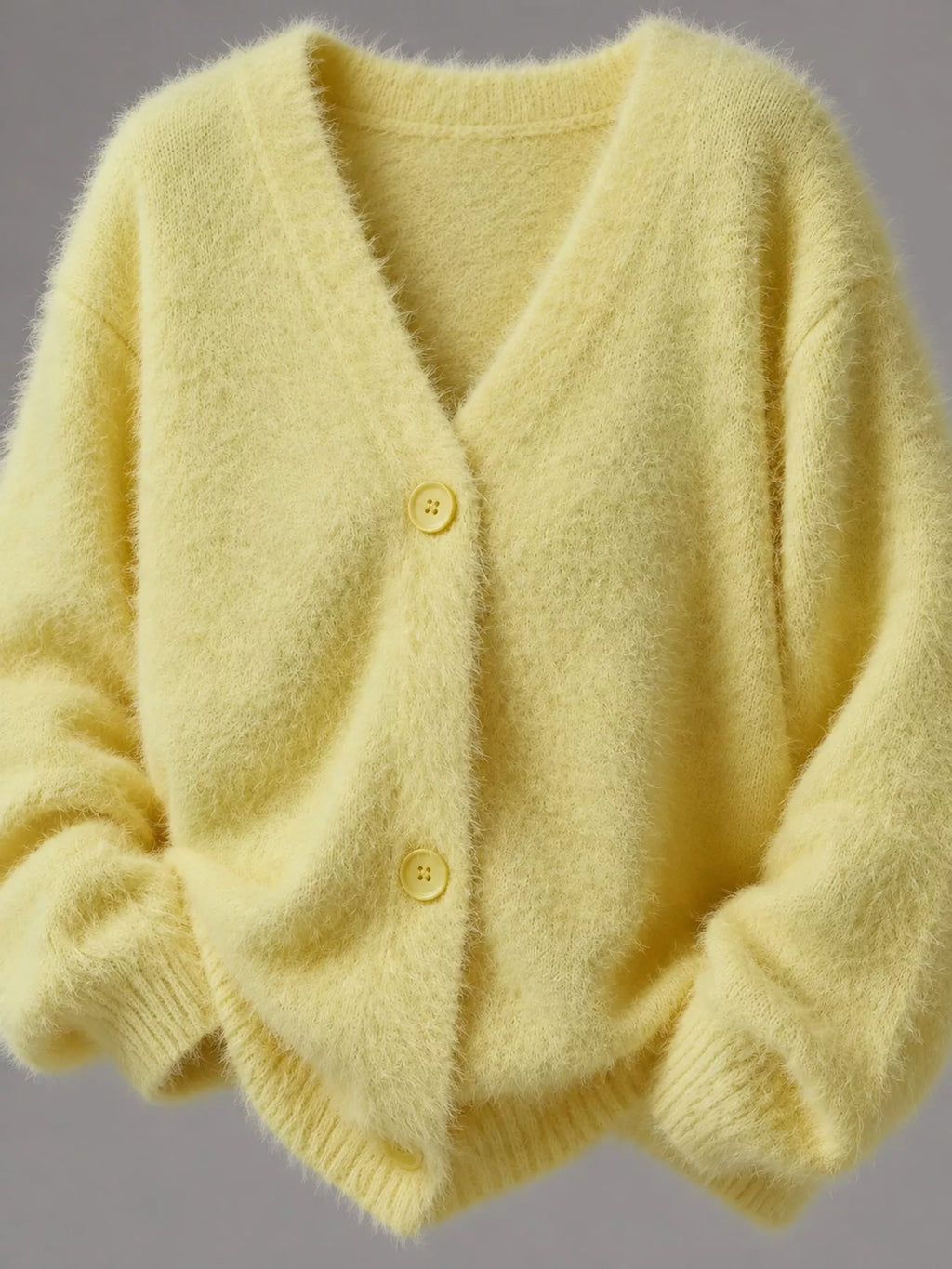 Fuzzy V-Neck Button-Down Cardigan, view 19