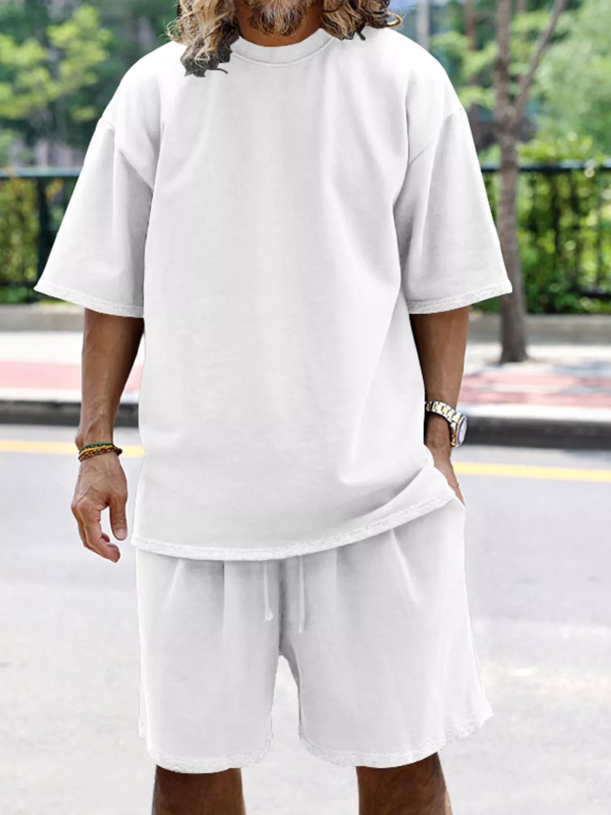 Men's Full Size Relaxed Fit T-Shirt & Shorts Set Plus Size - Lilixa.store