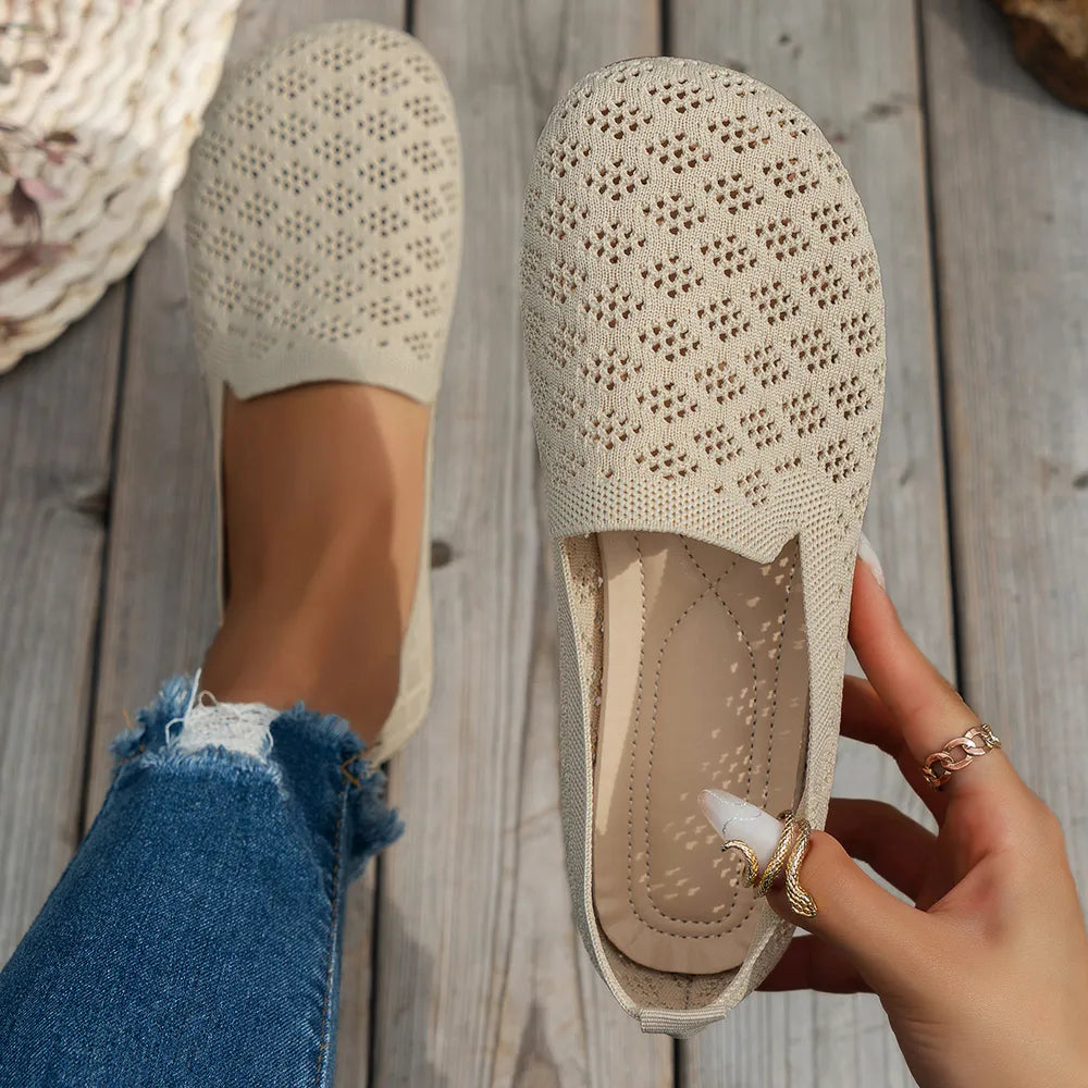 Mesh Round Toe Flat Slip-Ons, view 2
