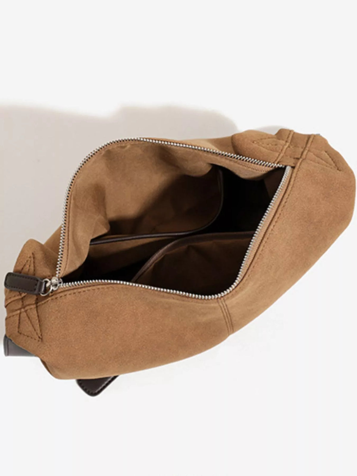 Vintage Suede Crescent Shoulder Bag with Adjustable Strap, view 6