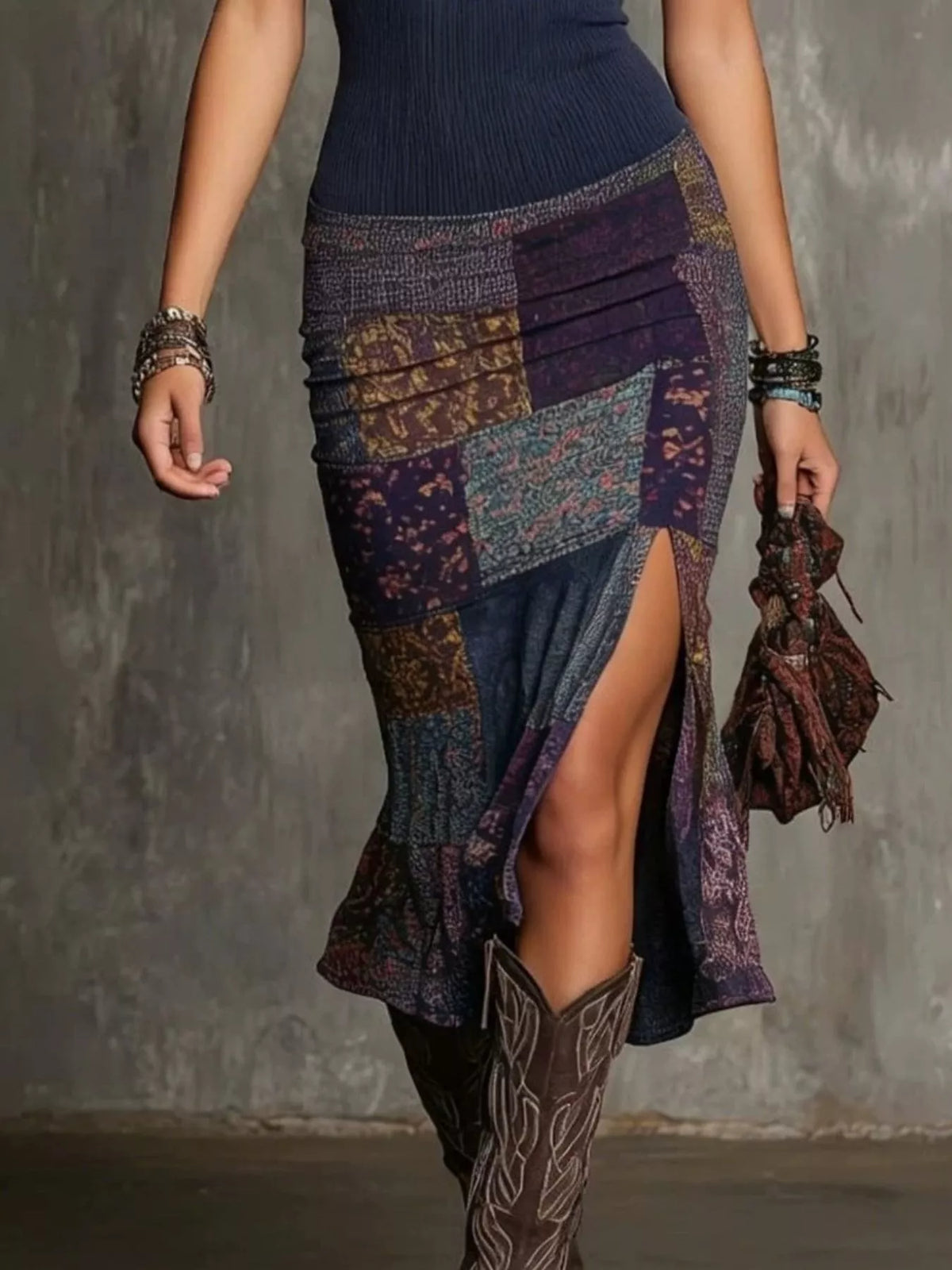 Slit Printed Sleeveless Midi Dress - Lilixa.store