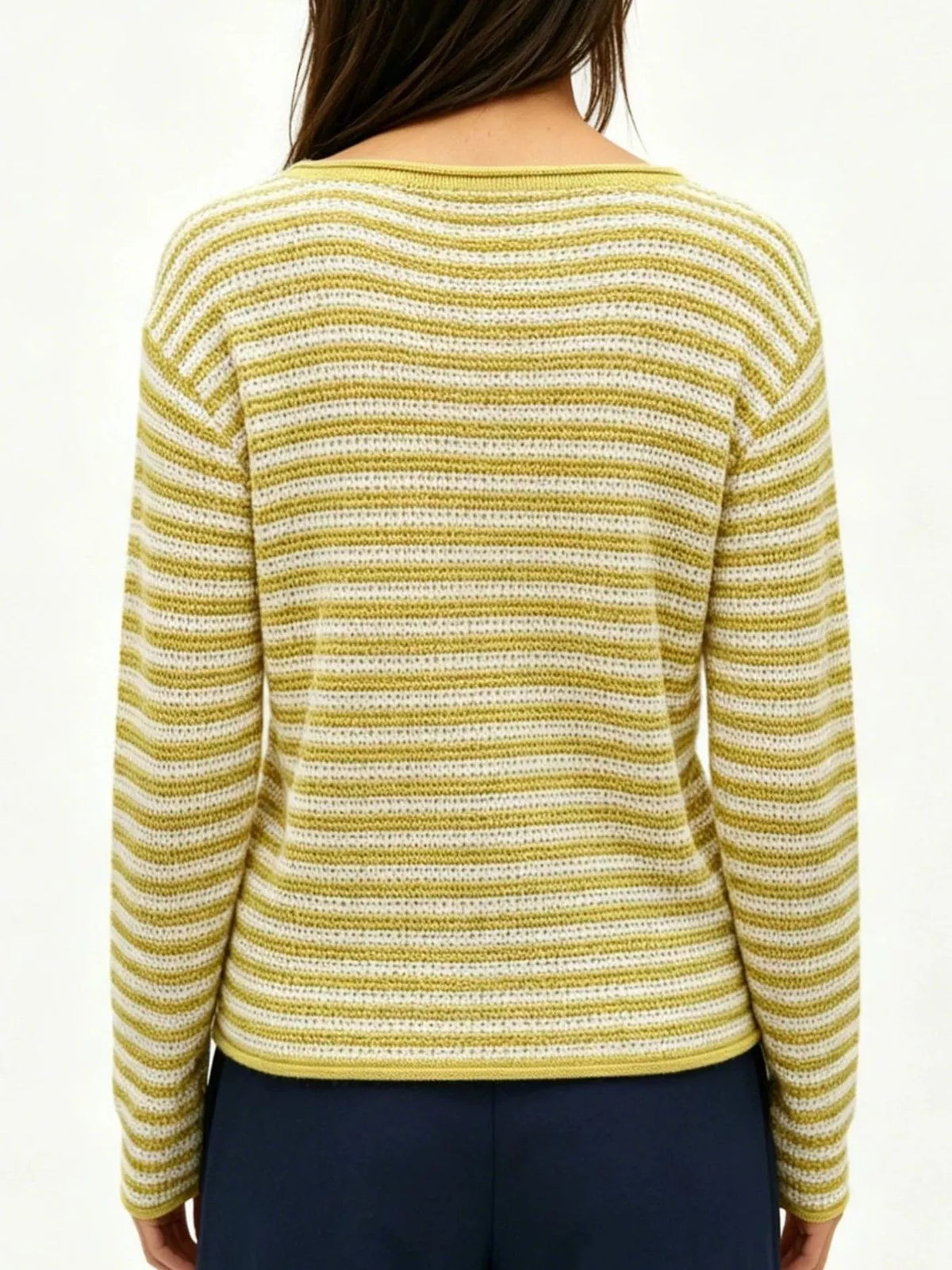 Striped Boat Neck Knit Sweater
