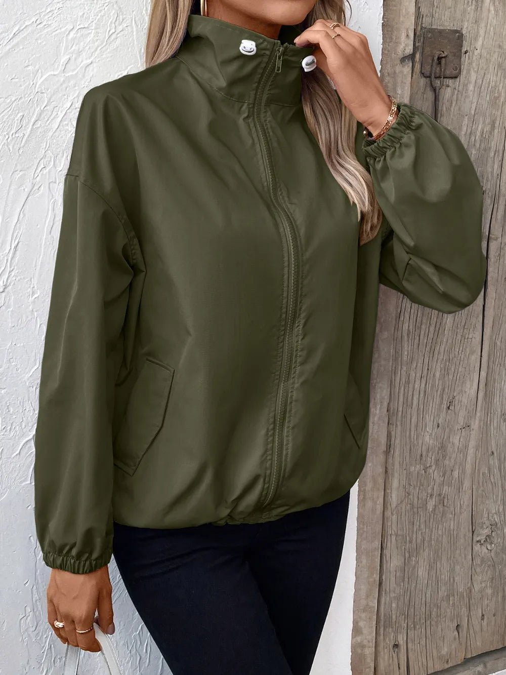 Ivy Lane Pocketed Zip Up Long Sleeve Jacket, view 10