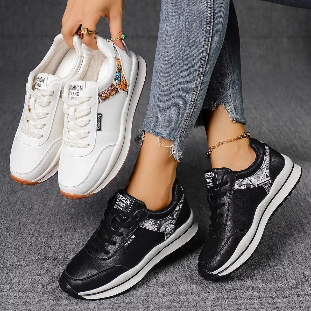 Round Toe Lace Up Sneakers - Lilixa.store