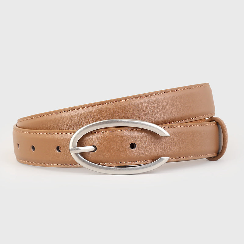 Oval Buckle Leather Belt - Lilixa.store
