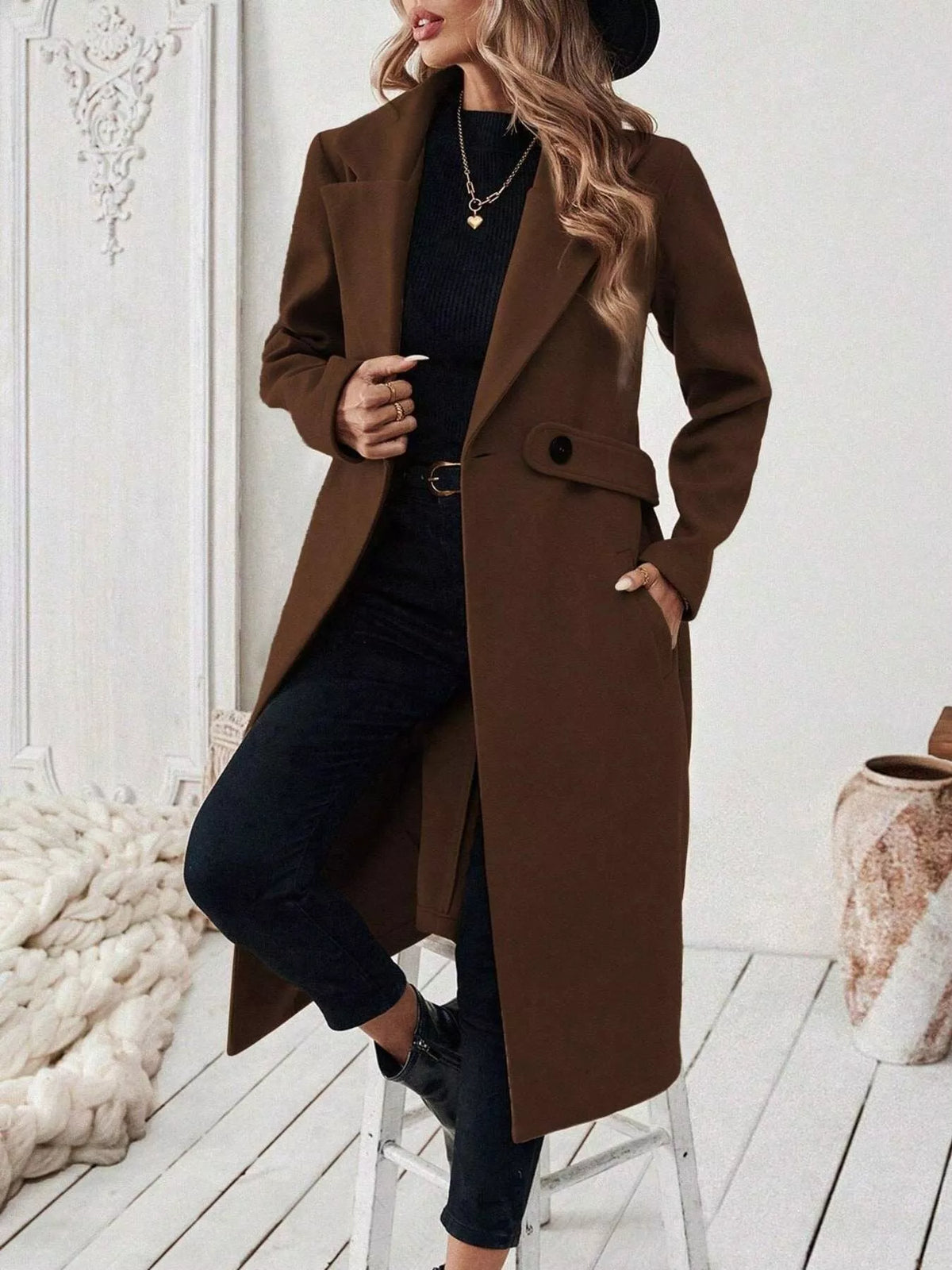 Single-Button Longline Coat