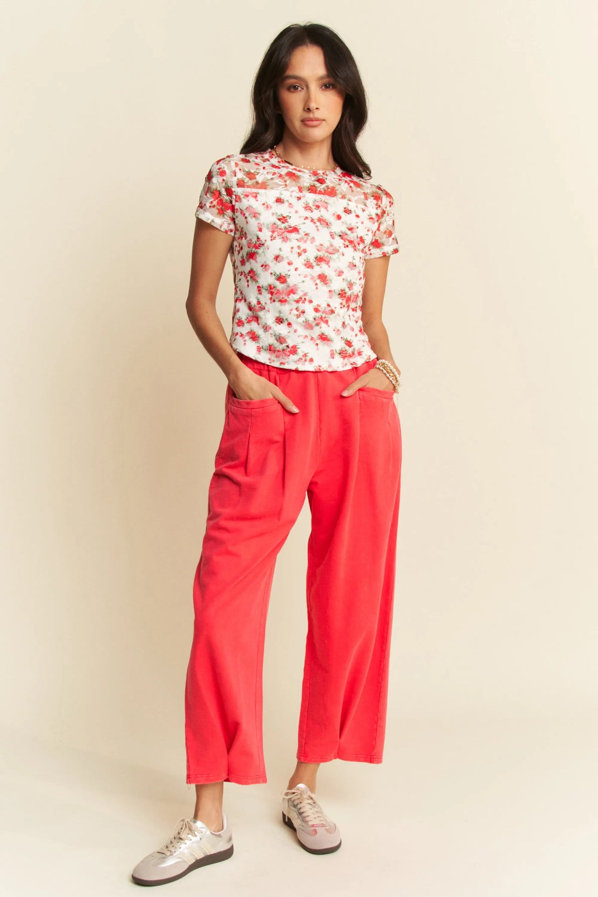 Davi & Dani Ribbon Short Sleeve Layered Mesh Top - Lilixa.store