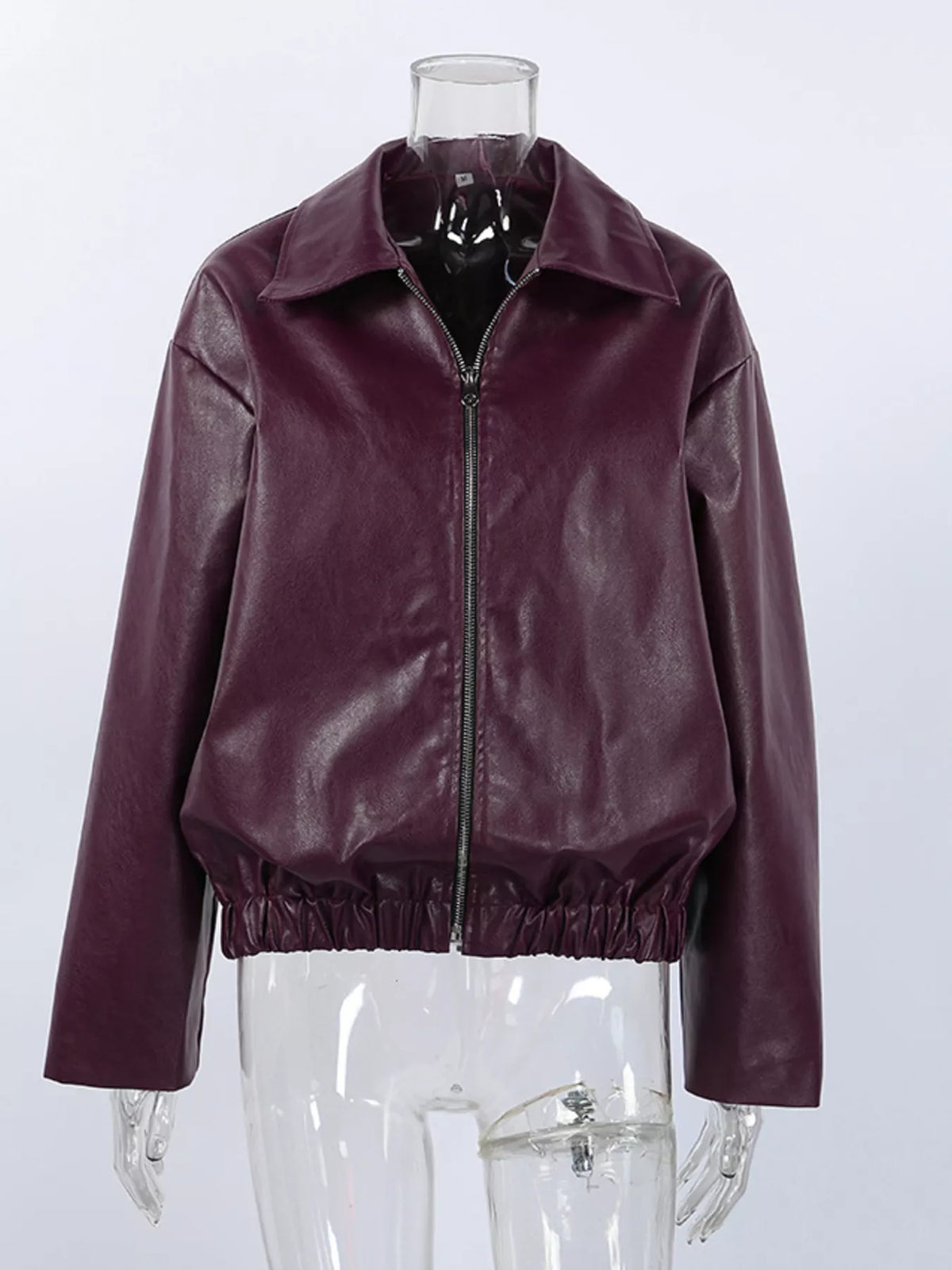 Faux Leather Zip Up Jacket - Lilixa.store