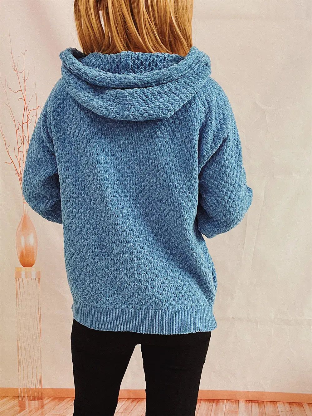 Drawstring Long Sleeve Hooded Sweater, view 11