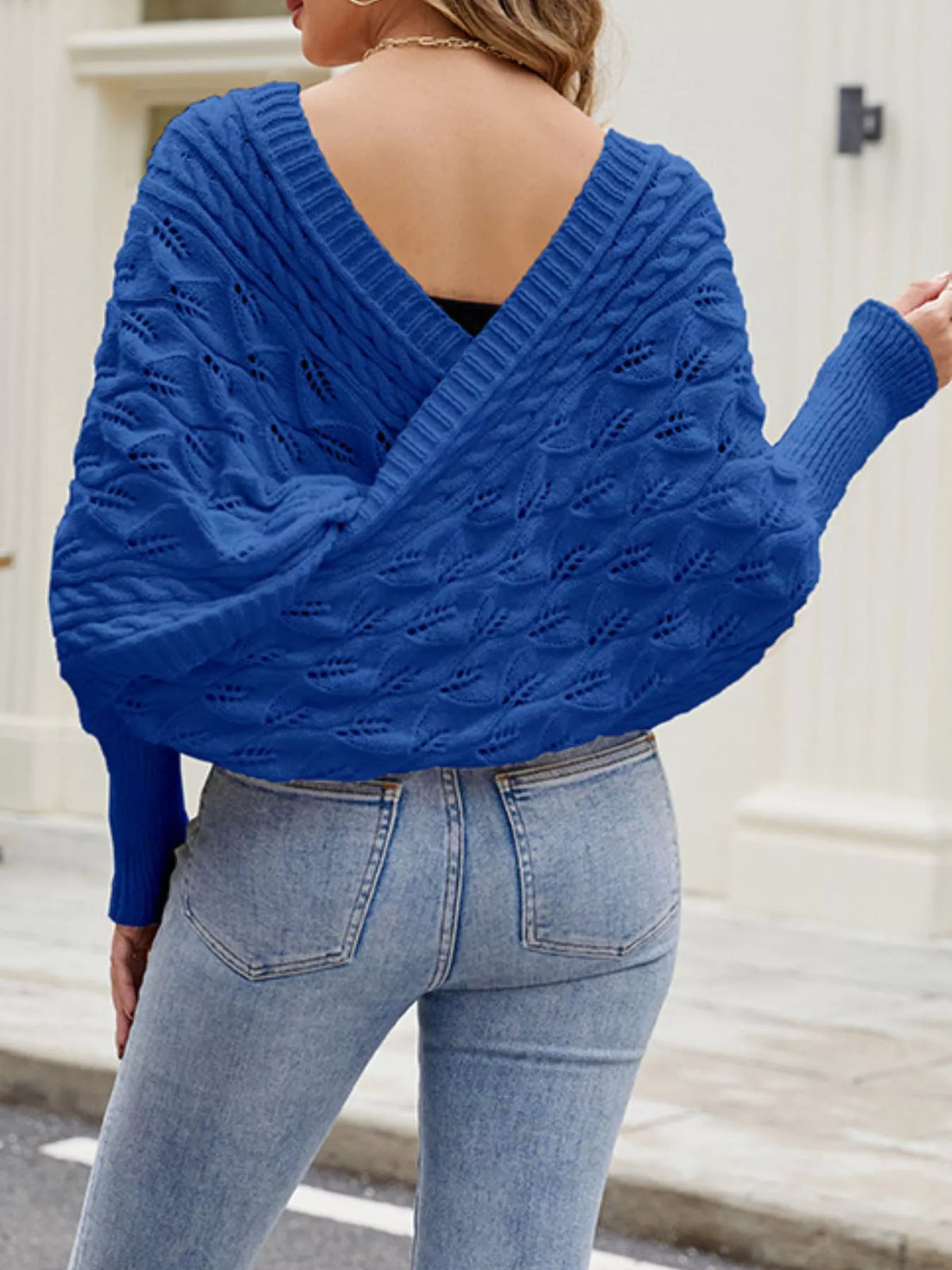 Cable Knit Batwing Sleeve Sweater - Lilixa.store