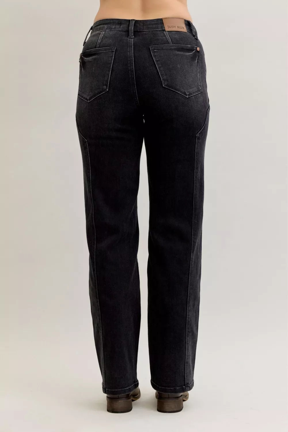 Judy Blue Mid Rise Straight Western Seam Detail Jeans - Lilixa.store