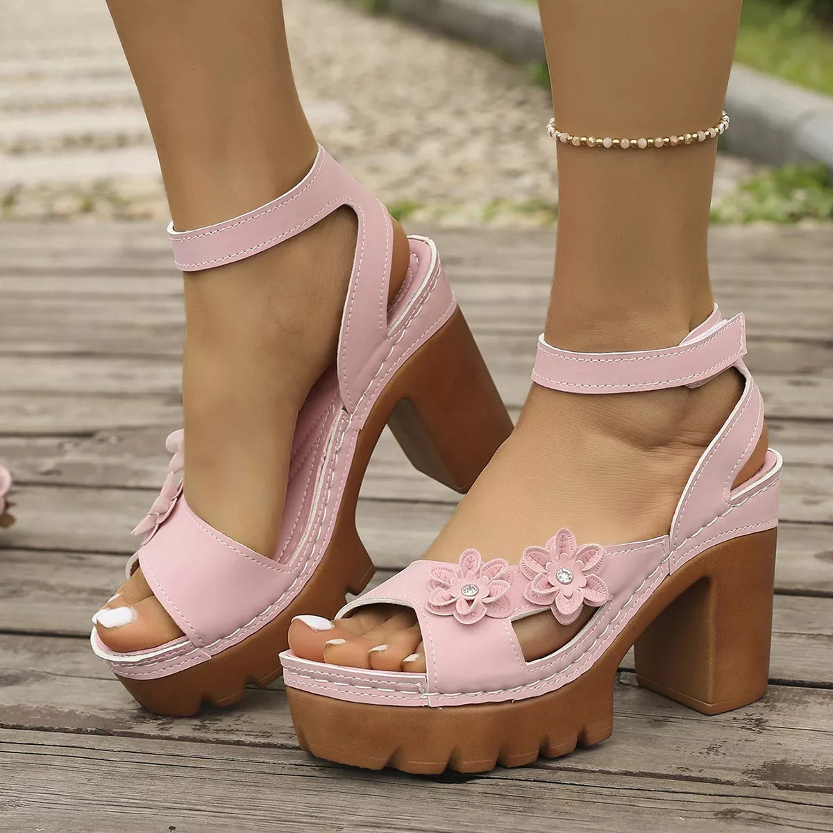 Open Toe Block Heels Sandals, view 5