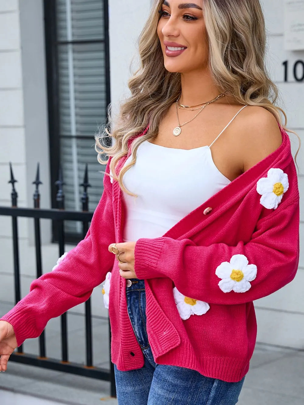 Angel Wings Crochet Flower Button Up Cardigan - Lilixa.store
