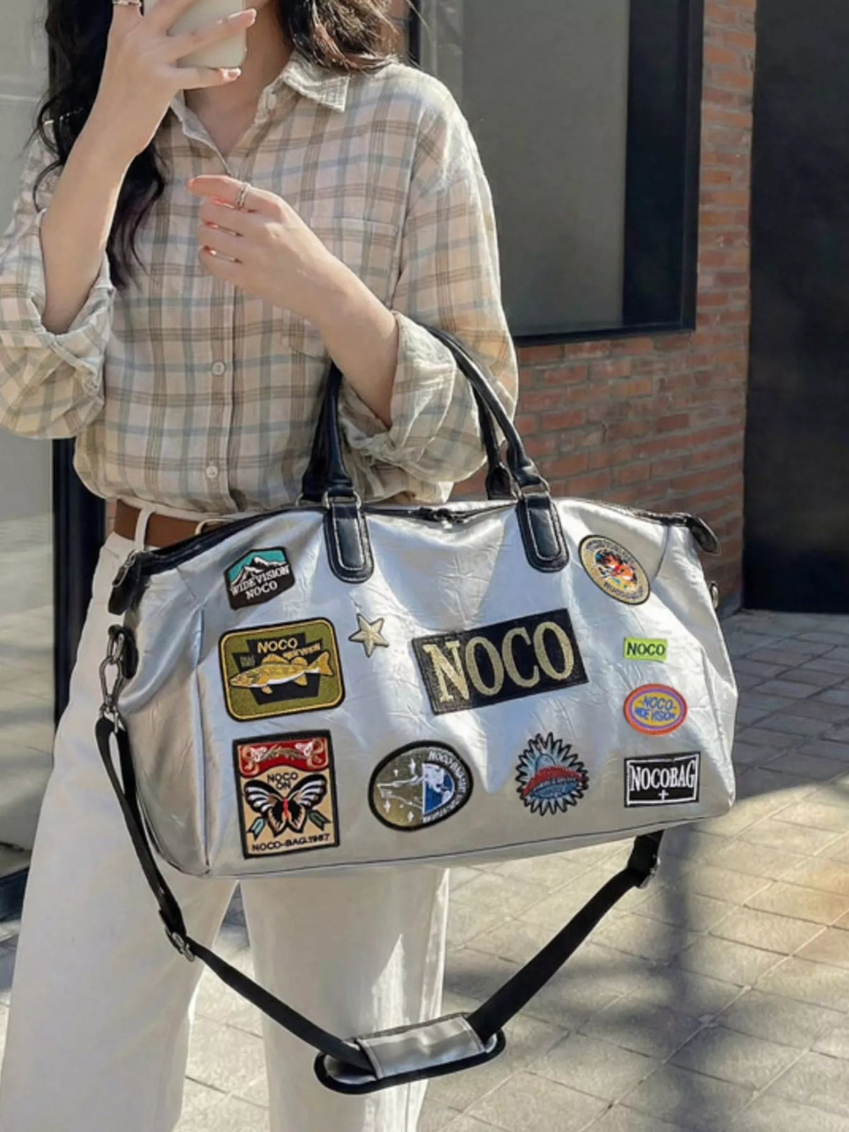 Patchwork Embellished Travel Bag - Lilixa.store