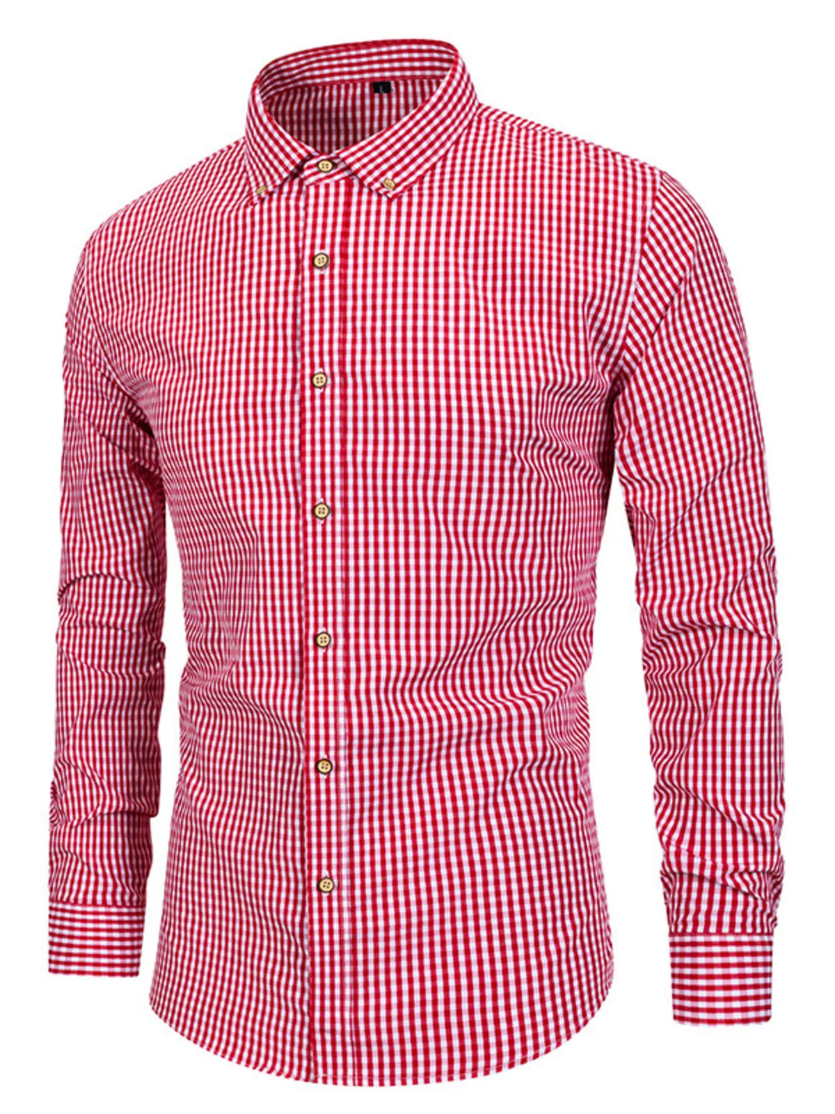 Men's Gingham Button-Down Long Sleeve Shirt - Lilixa.store