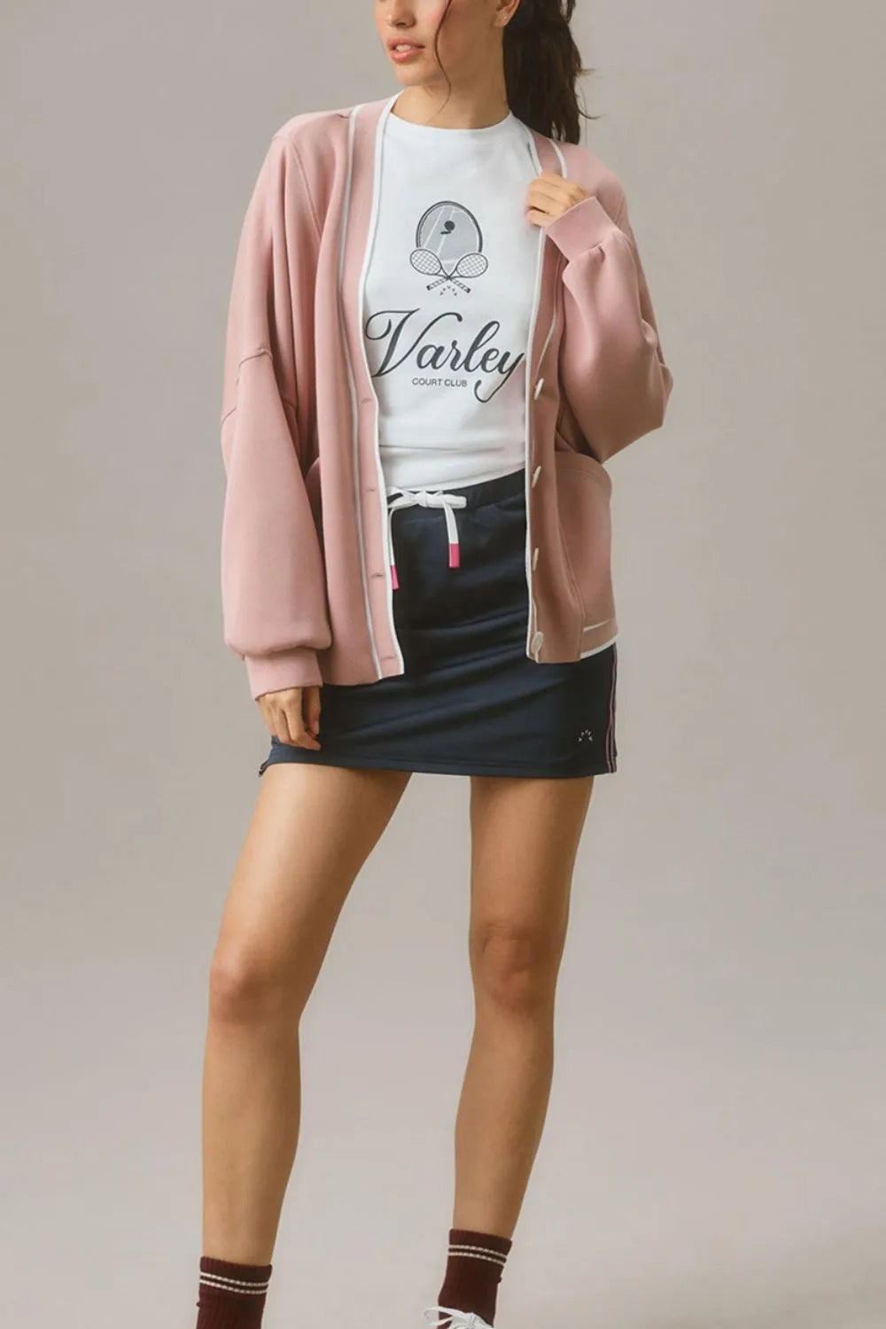 Contrast Trim V Neck Button Up Cardigan - Lilixa.store