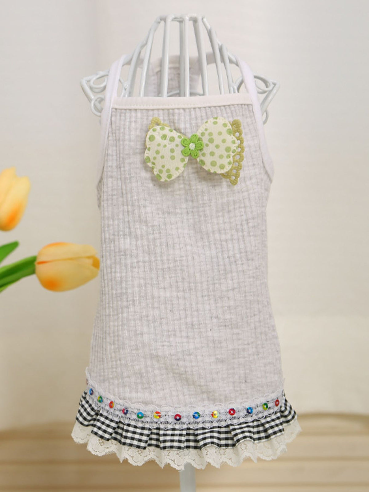 Bowknot Ruffled Hem Pet Top - Lilixa.store