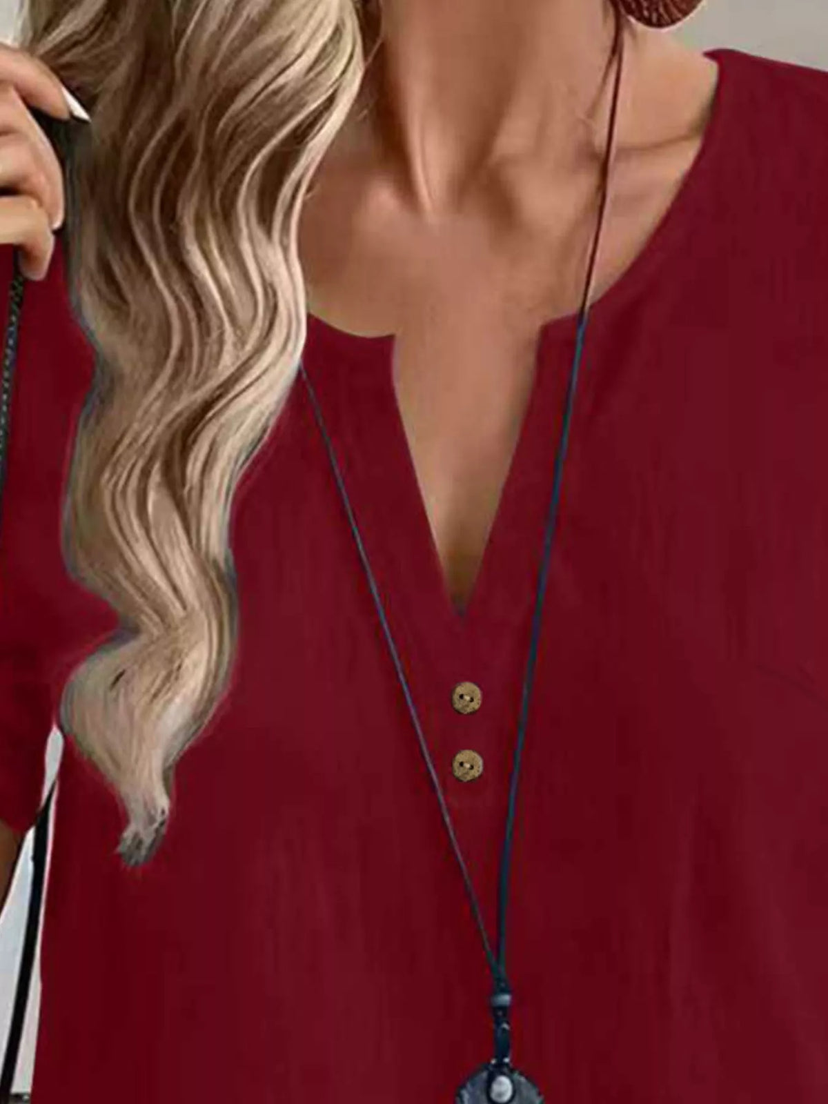 Notched Short Sleeve Blouse - Lilixa.store