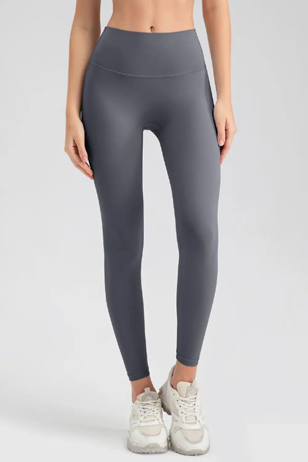 Wide Waistband Sport Leggings in Charcoal