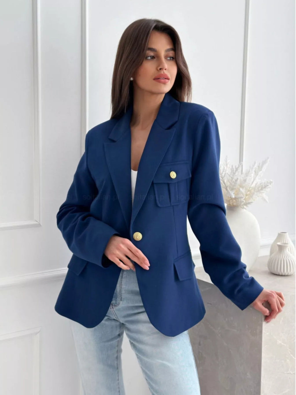 Lapel Collar One Button Blazer - Lilixa.store