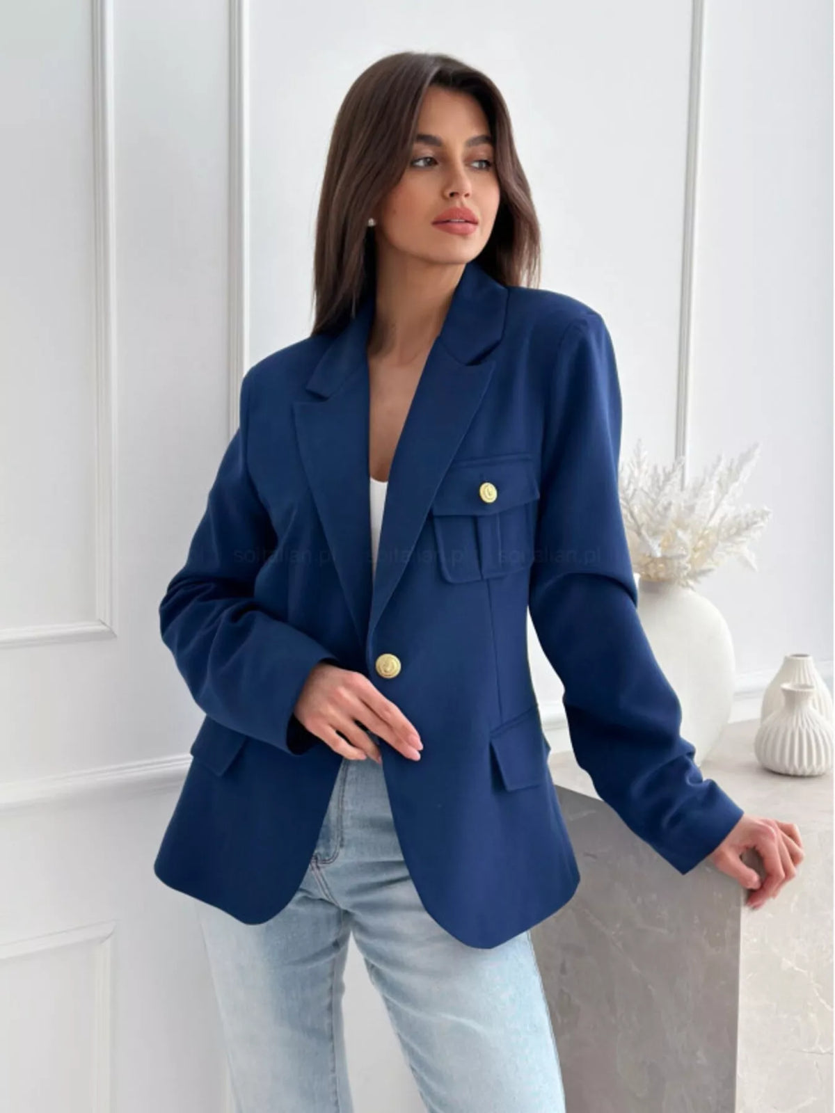 Lapel Collar One Button Blazer - Lilixa.store