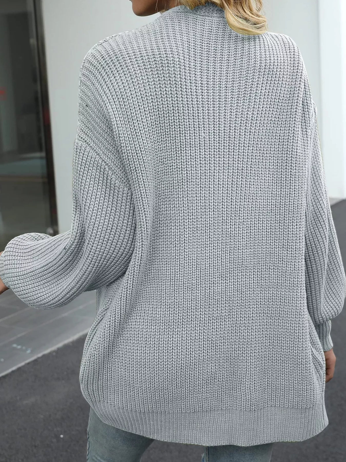 Open-Front Chunky Knit Cardigan - Lilixa.store