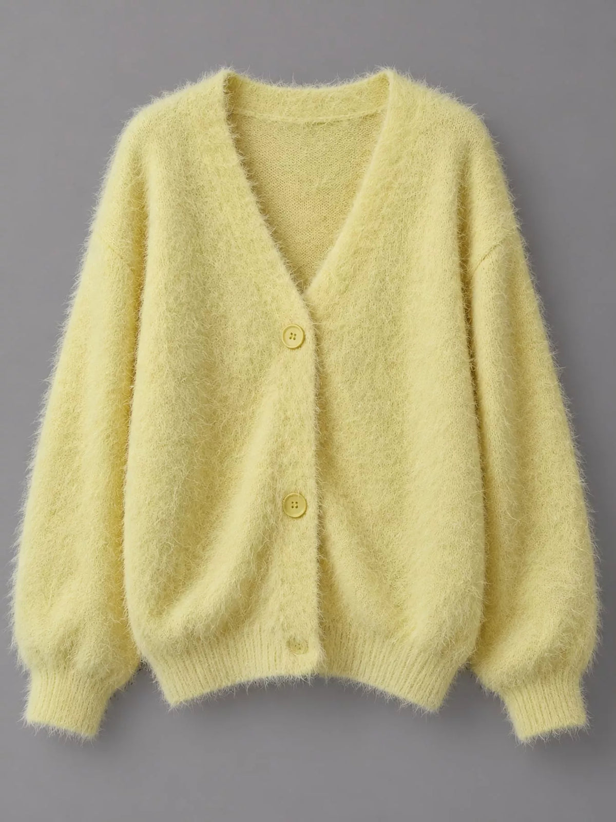 Fuzzy V-Neck Button-Down Cardigan, view 18