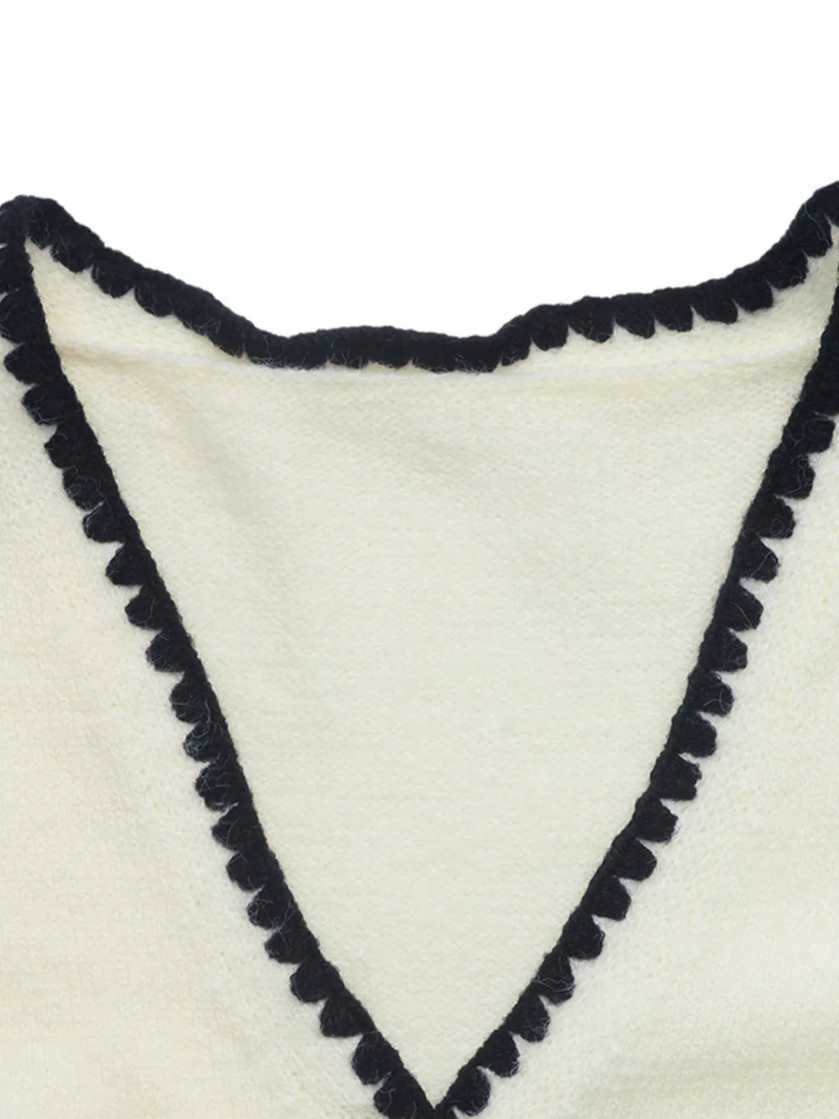 Contrast Trim V-Neck Button-Down Cardigan in Beige, view 11