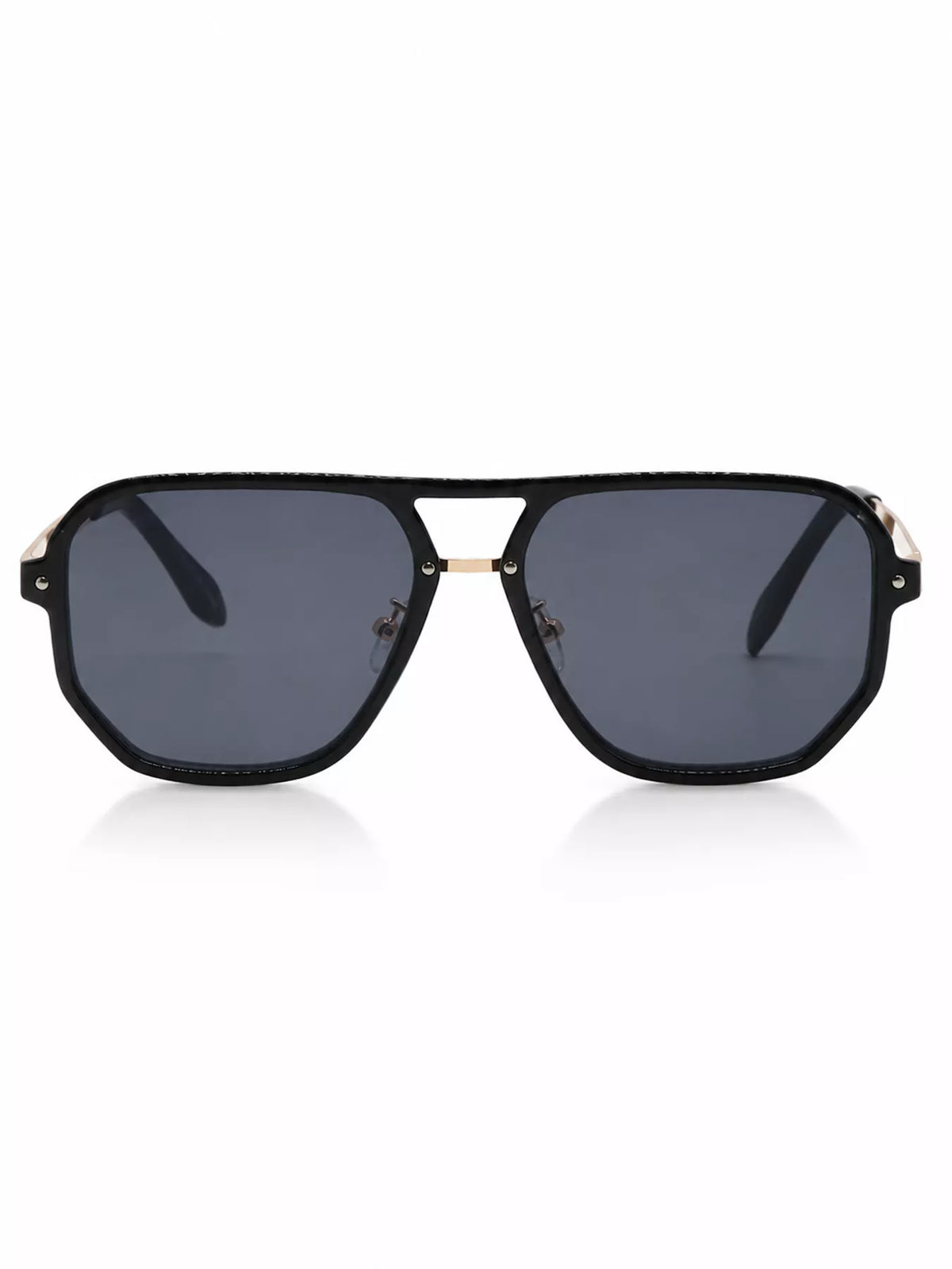Aviator Sunglasses with Black Lenses and Gold Accents - Lilixa.store