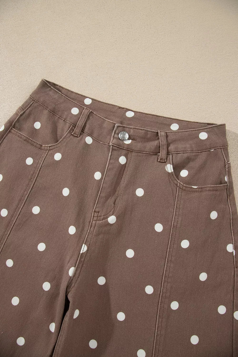 Tailored Seam Polka Dot Print Barrel Casual Jeans - Lilixa.store