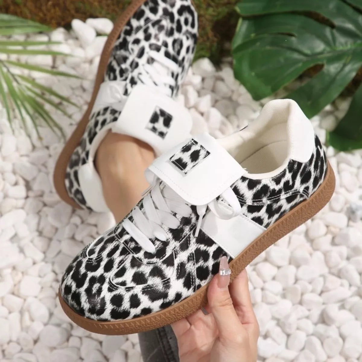 Leopard Lace Up Sneakers - Lilixa.store