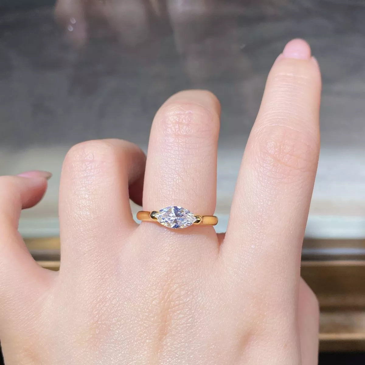 925 Sterling Silver Marquise-Cut Ring - Lilixa.store