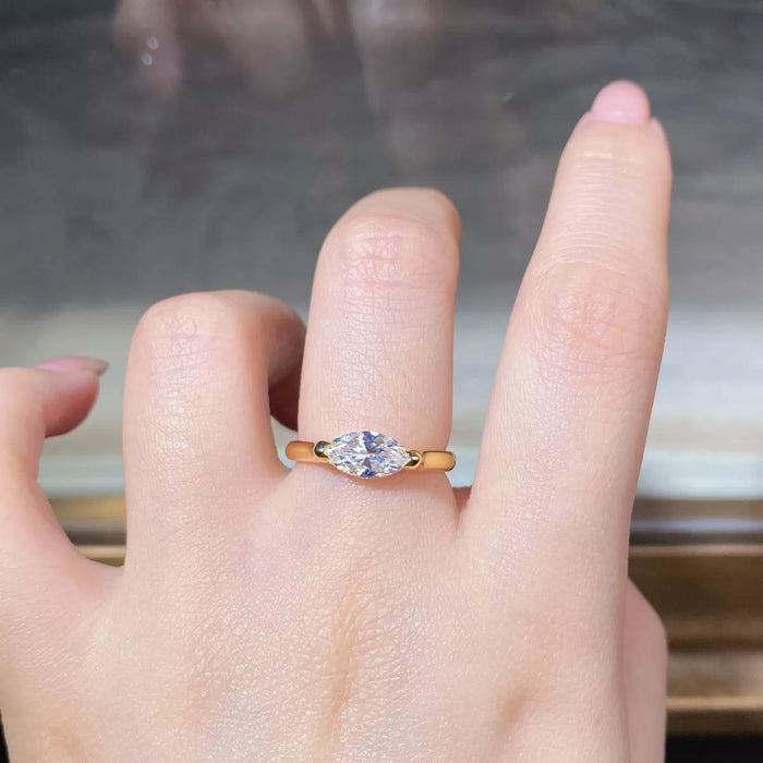 925 Sterling Silver Marquise-Cut Ring - Lilixa.store