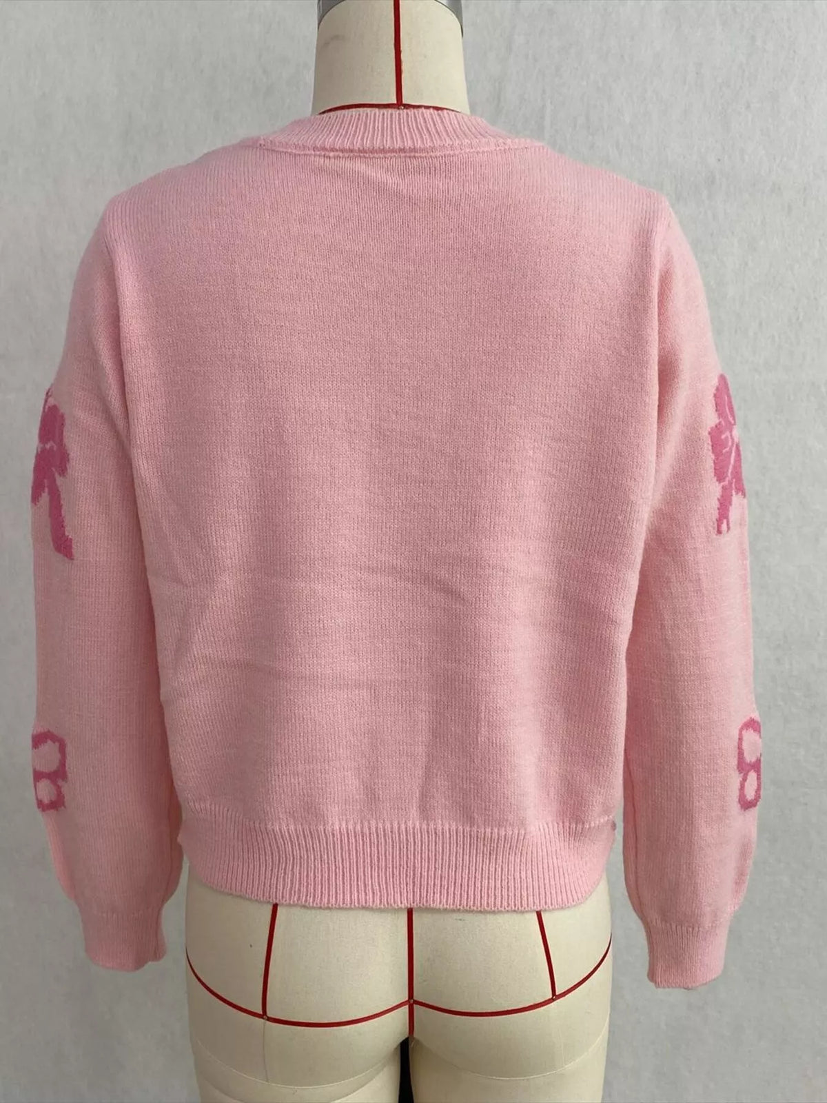 Floral Crew Neck Cropped Knit Cardigan, view 22