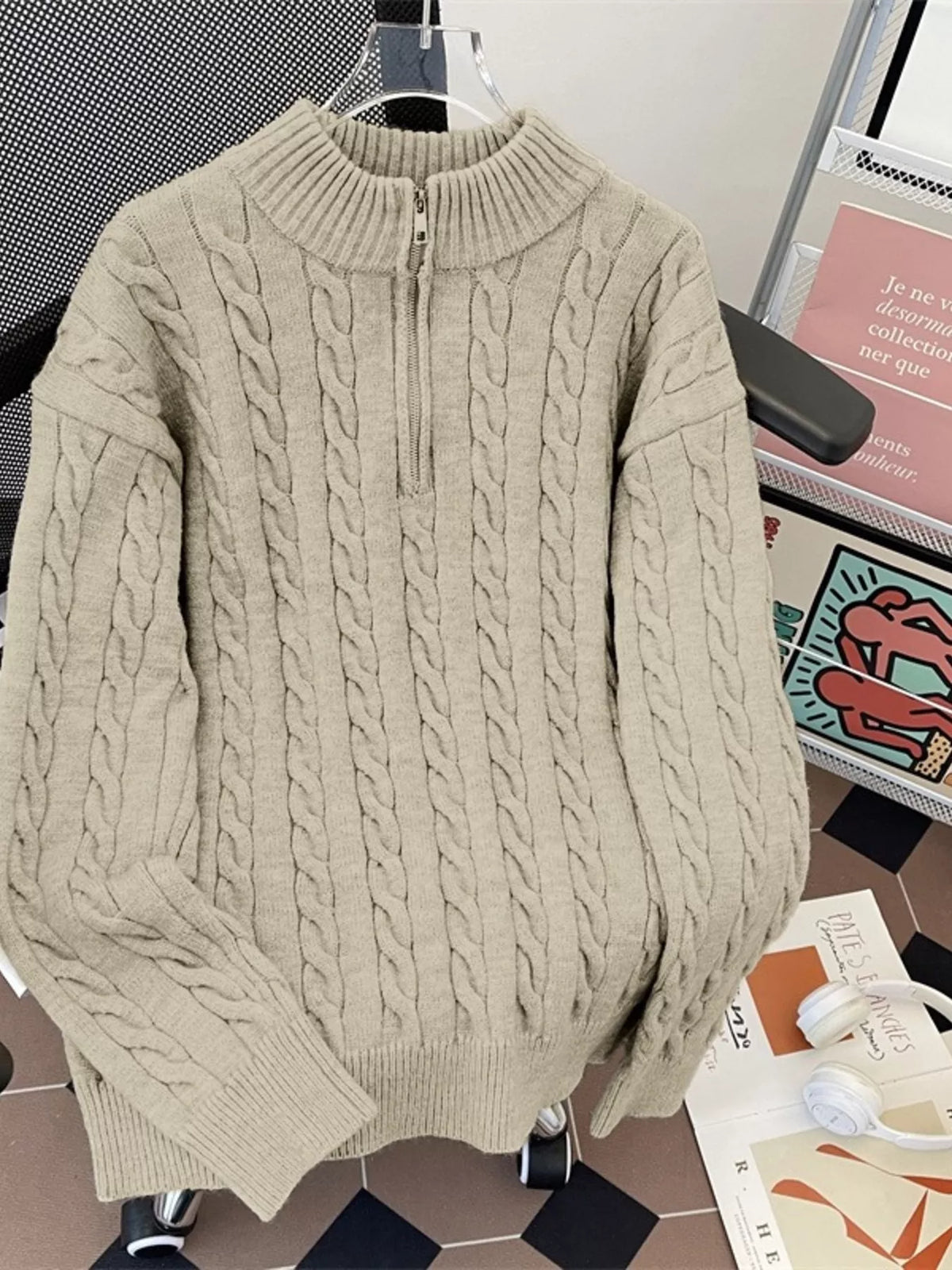 Men's Cozy Cable Knit Half-Zip Pullover - Lilixa.store