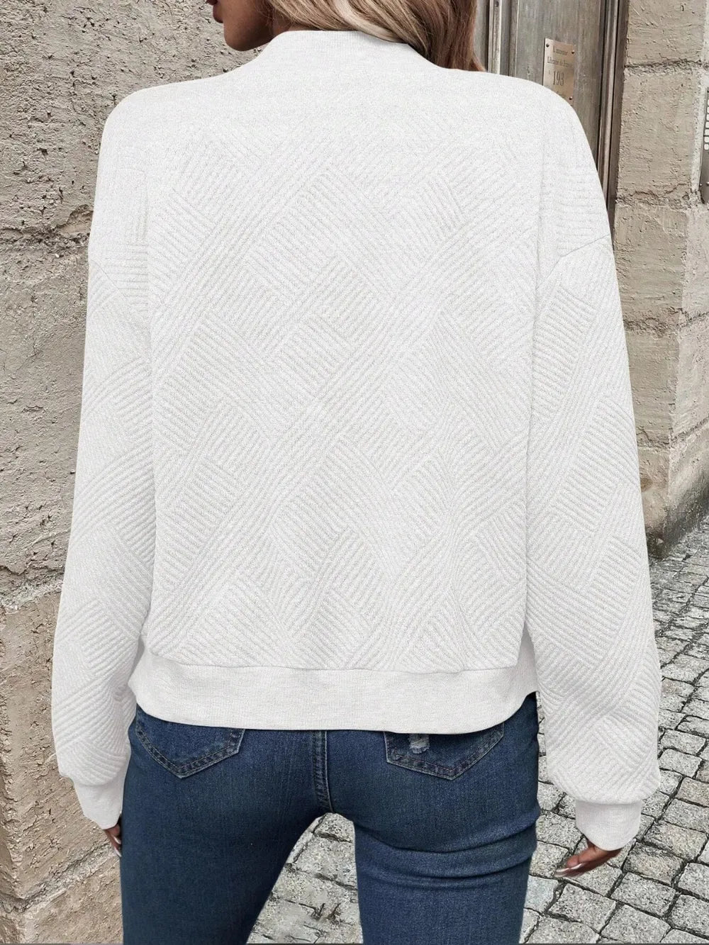 Textured Zip Up Long Sleeve Jacket, view 9