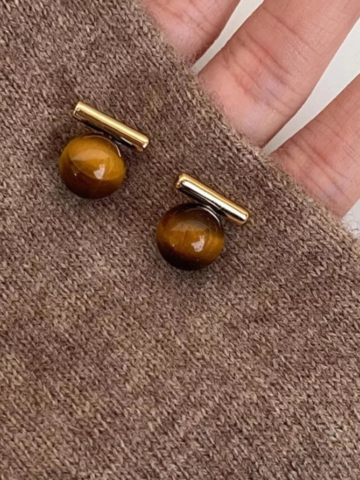 Tiger Eye Stone Stud Earrings - Lilixa.store