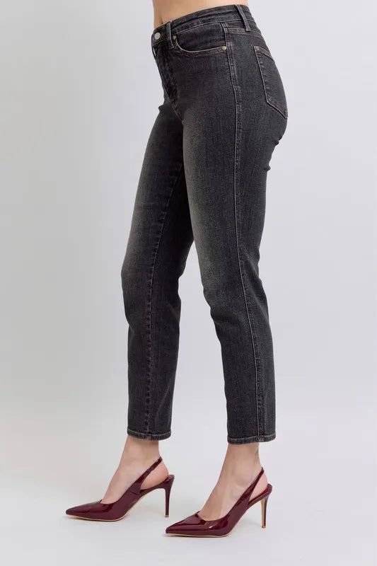 Judy Blue Full Size Mid Rise Tummy Control Slim Jeans Plus Size - Lilixa.store