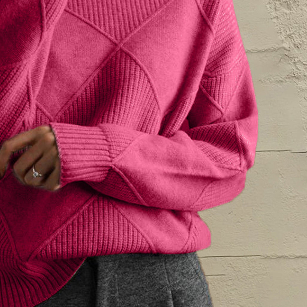 Geometric Turtleneck Long Sleeve Sweater - Lilixa.store