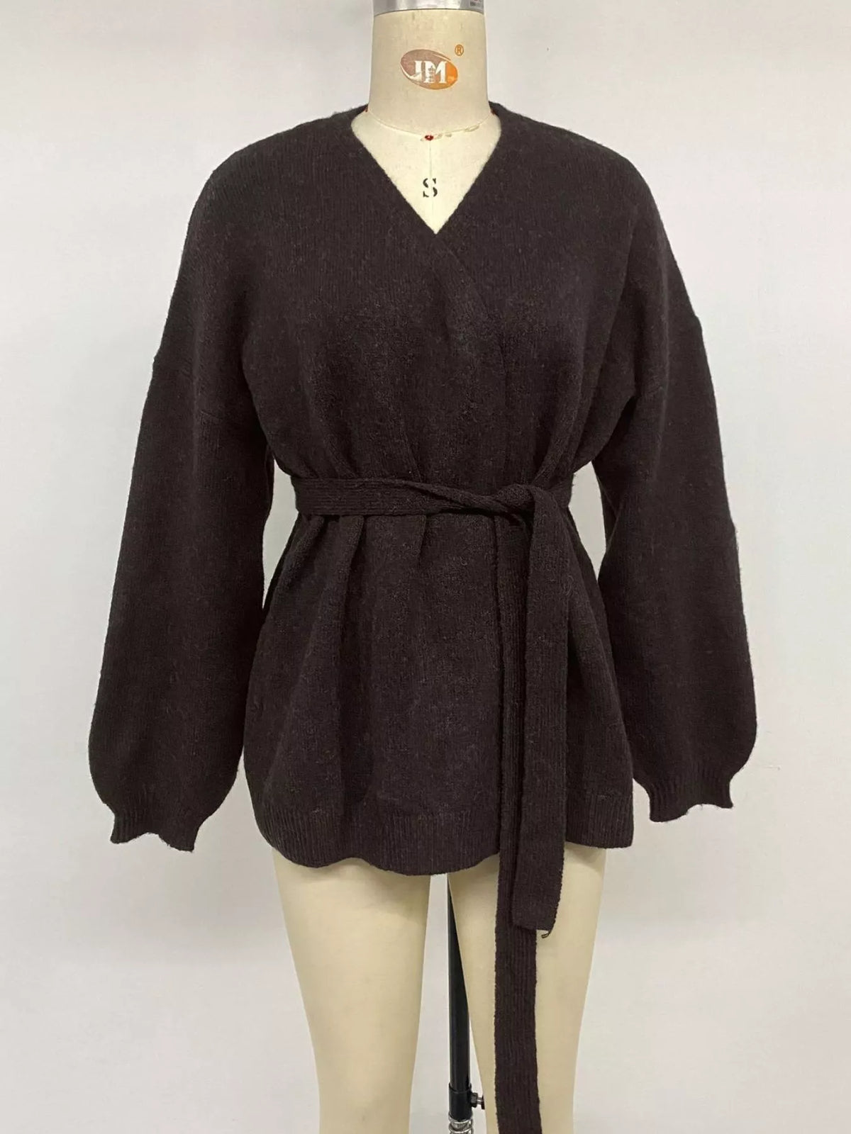 Tie Waist Dropped Shoulder Wrap Cardigan - Lilixa.store