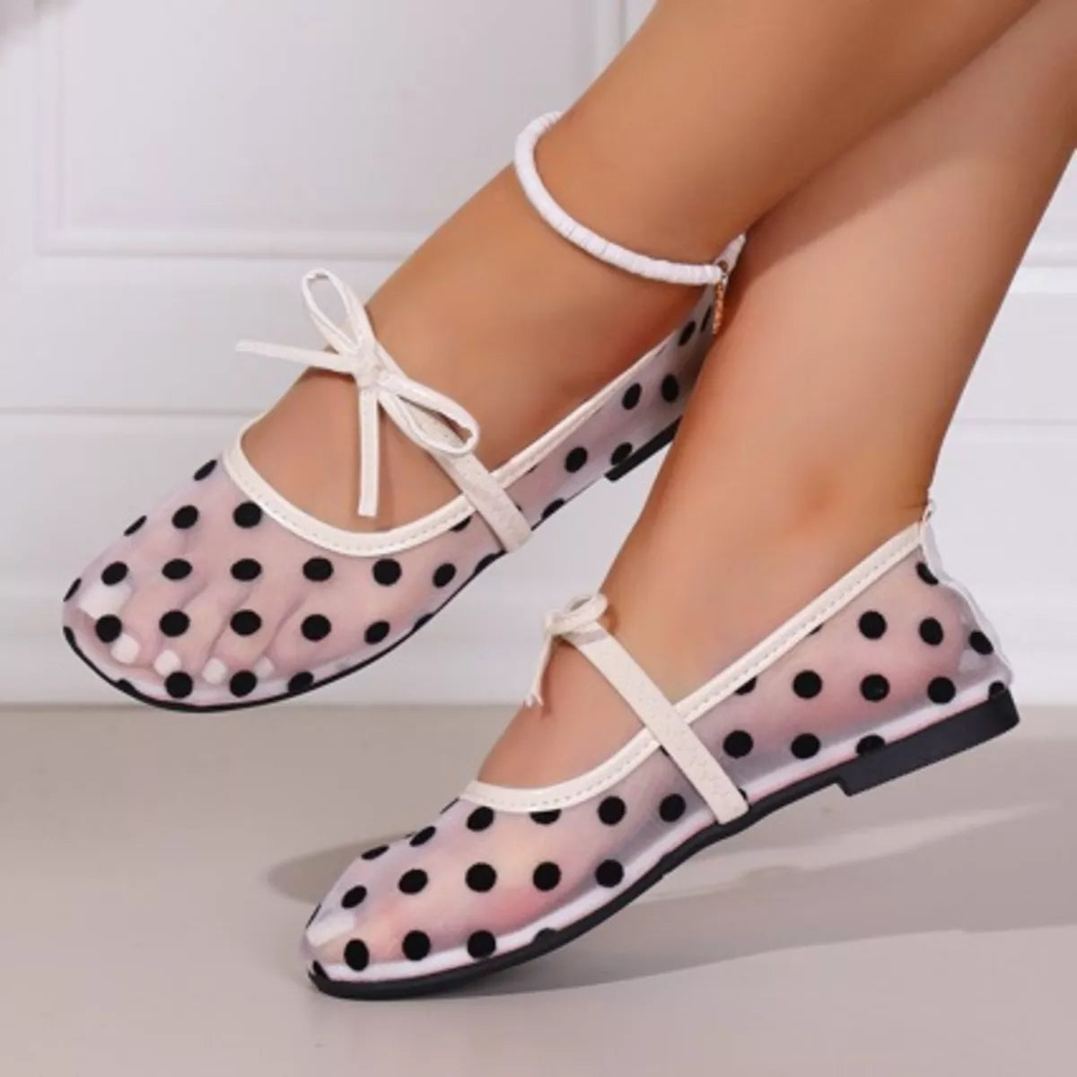 Polka Dot Round Toe Slip-Ons - Lilixa.store