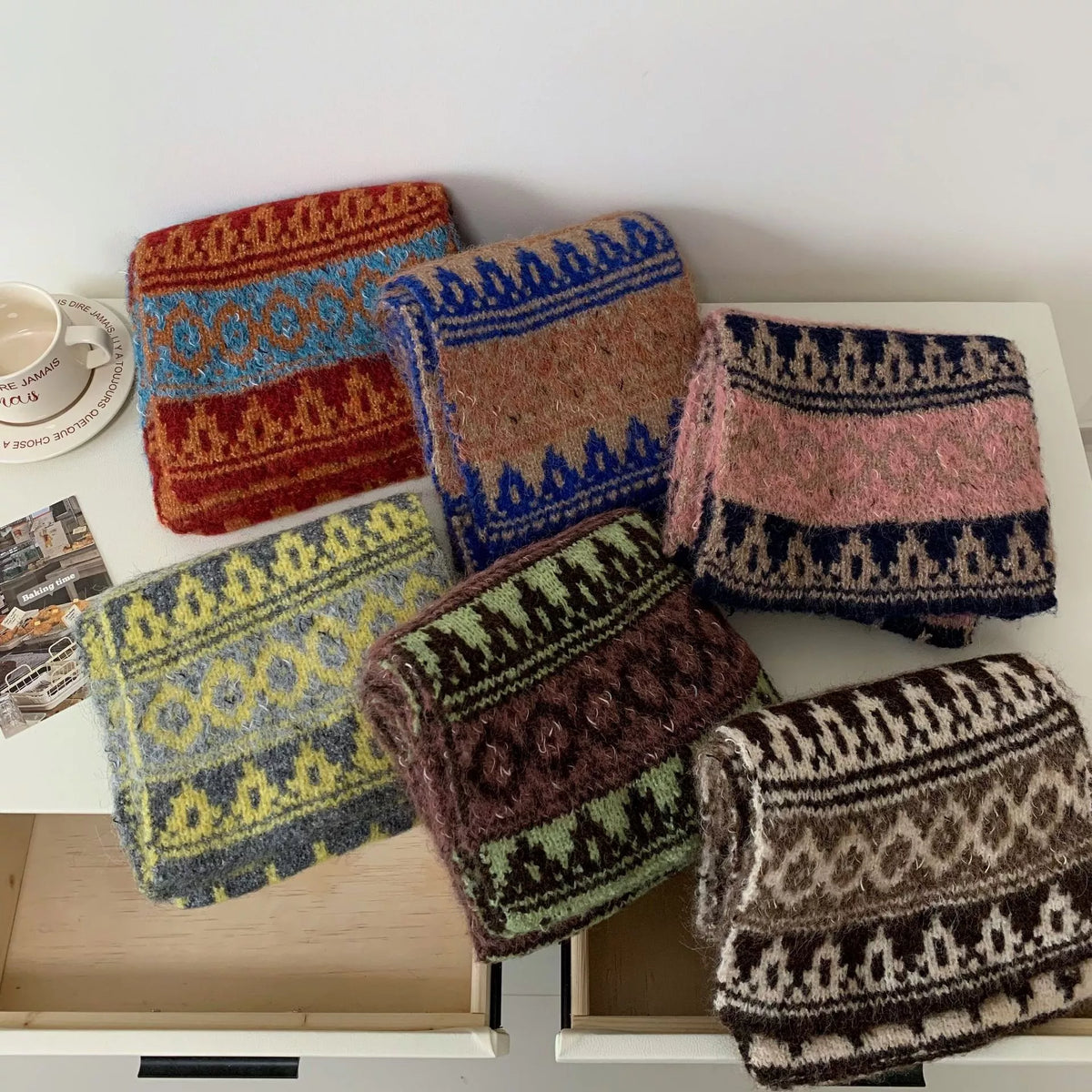 Vintage Knitted Pattern Warm Scarf - Lilixa.store