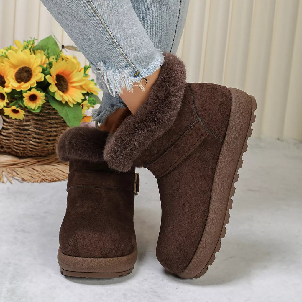 Round Toe Fuzzy Boots, view 5