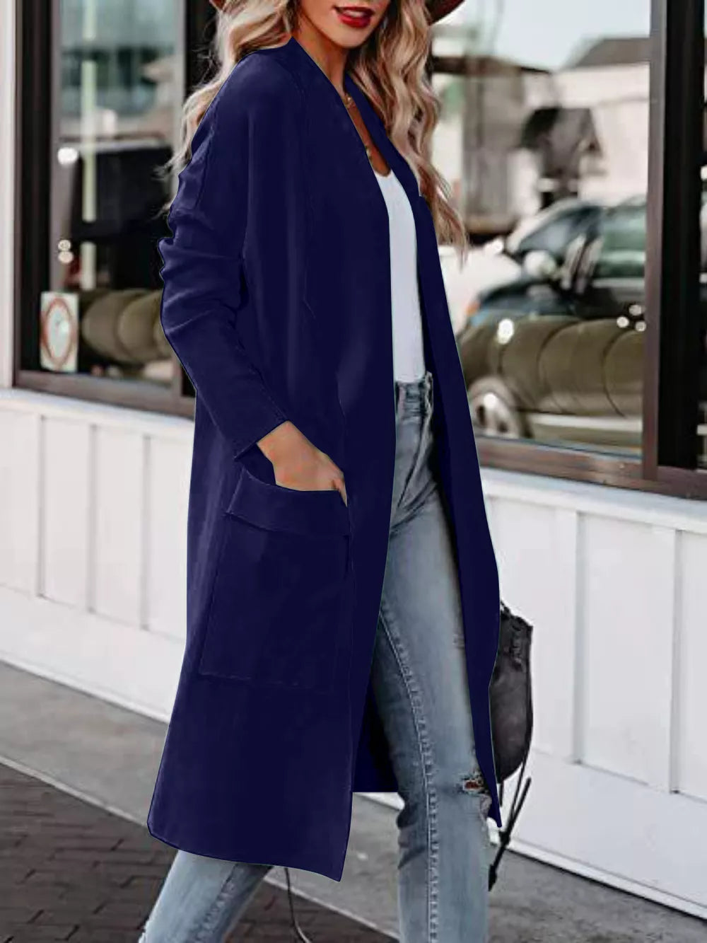 Open Front Dropped Shoulder Outerwear - Lilixa.store