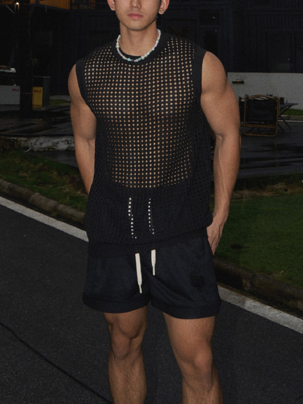 Men's Full Size Breathable Hollow-Out Tank Top Plus Size