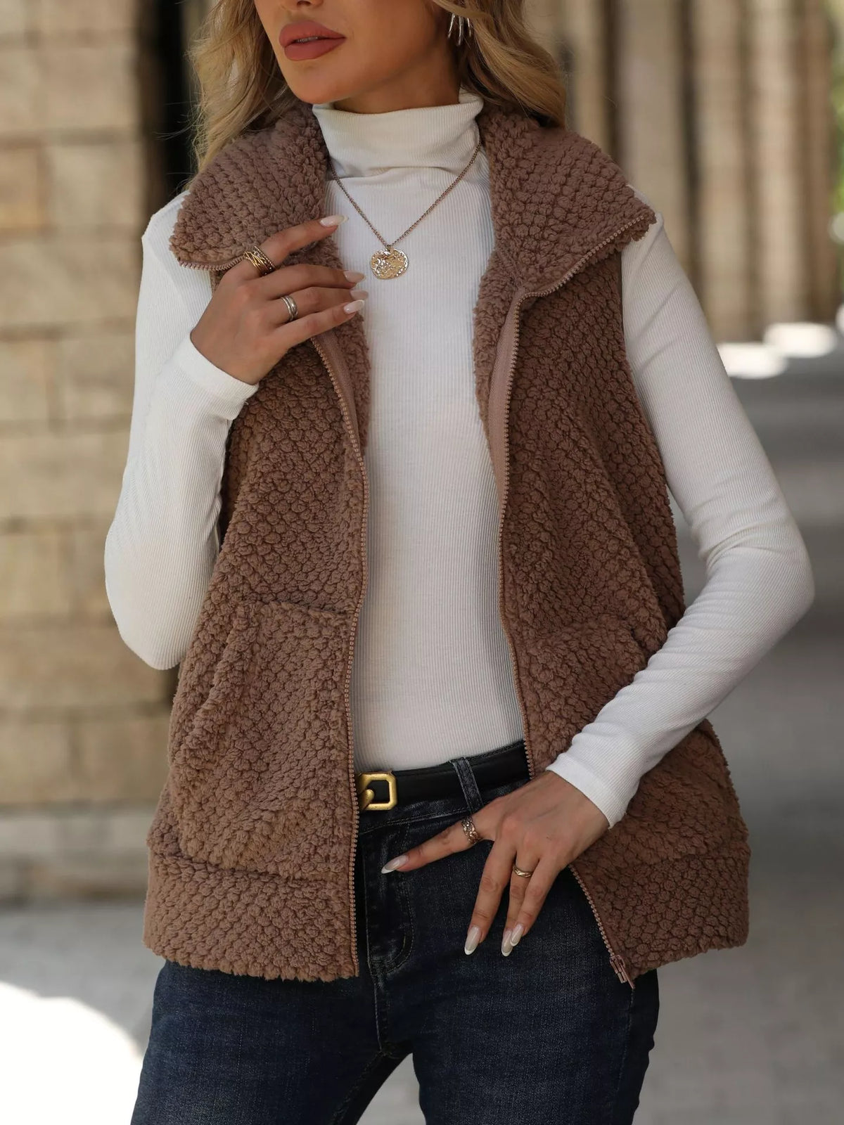 Zip-Up Vest Coat, view 3