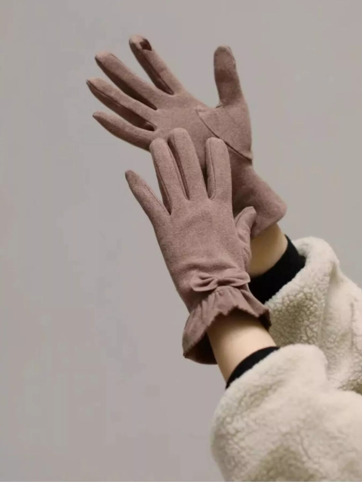 Ruffled Cuff Bow Gloves - Lilixa.store